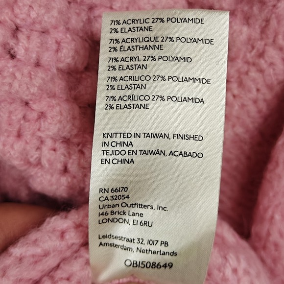 Free People Sweater Womens XS Pink Popcorn Knit Turtleneck Chunky Pullover - Picture 4 of 8